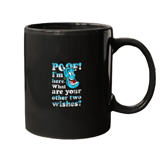 Disney Aladdin Genie POOF 2 Wishes Gradient Text Portrait Mugs
