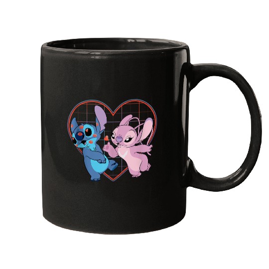 Disneyss Lilo And Stitch Angel Heart Kissses Mugs