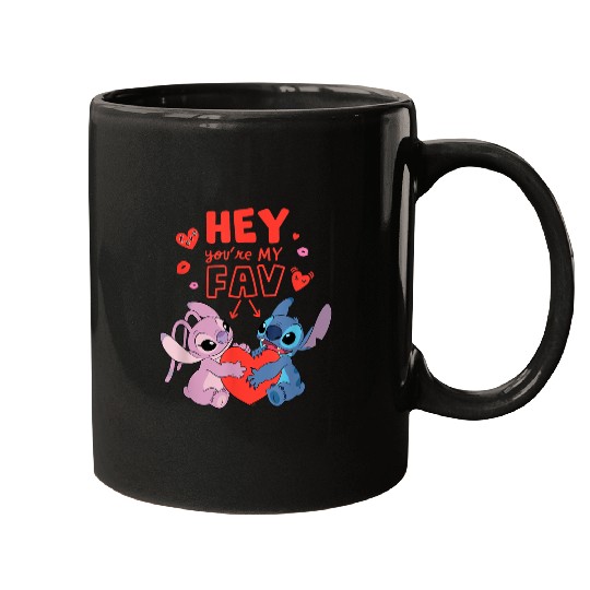 Disneyss Stitch Angel Hey Youre My Fav Love Valentines Day Mugs