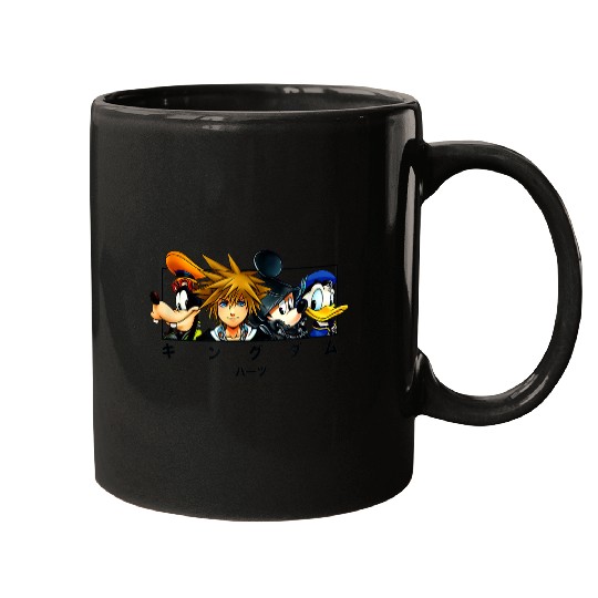 Disneyss Kingdom Hearts Main Characters Panel Chest Kanji Logo Mugs