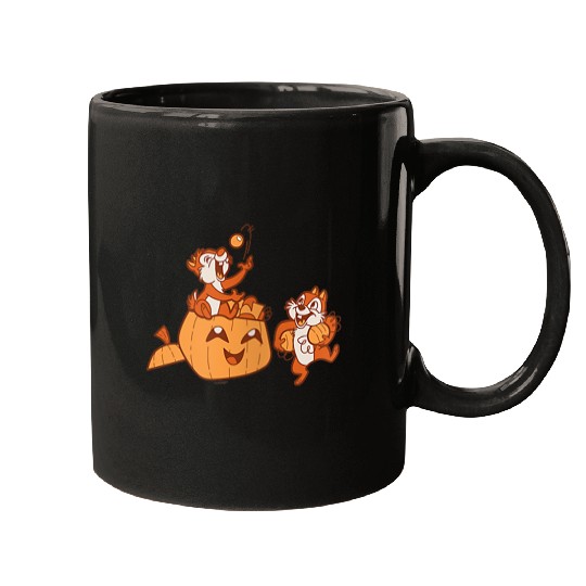 Disneyss Chip N Dale Halloween Pumpkin Bucket Corner Art Mugs