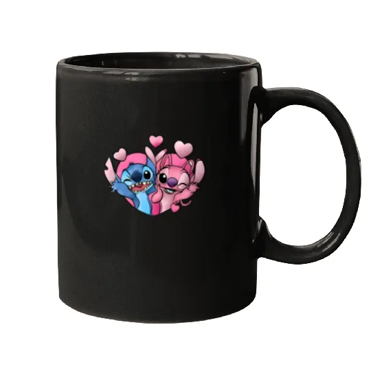 Disney Stitch and Angel Valentine Mugs, Angel Valentine Mugs