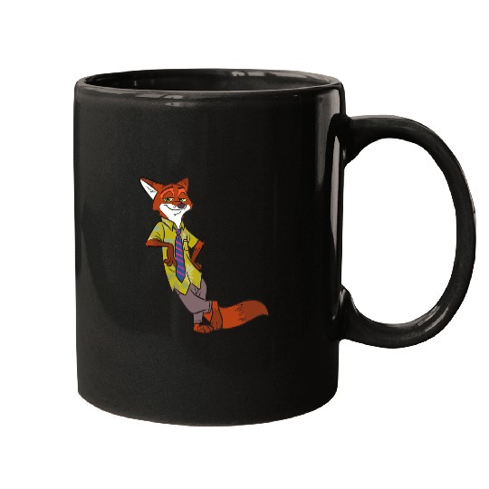 Fox Chibi T-Shirt Disney Zootopia Cool Fox Nick Wilde Leaning Mugs