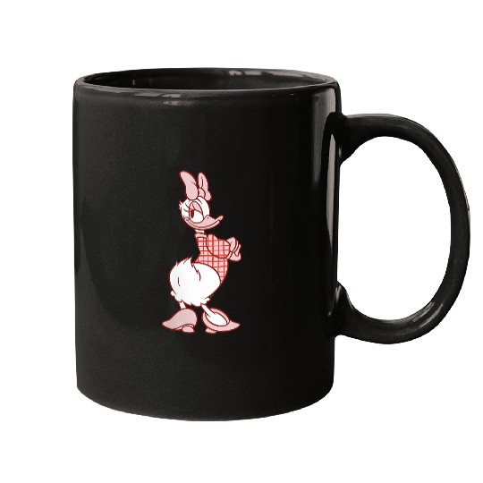 Disneyss Daisy Duck Sassy In White Pink Pose With Plaid Top Mugs