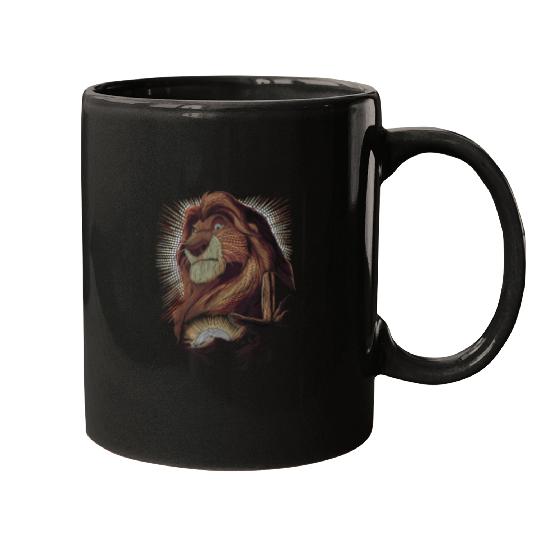Disneyss Lion King Mufasa Pride Rock Dot Art Retro Portrait Mugs
