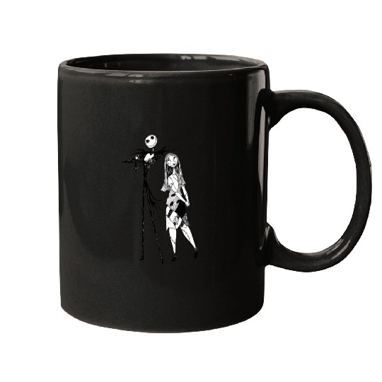 Disney The Nightmare Before Christmas Jack & Sally Line Art Mugs