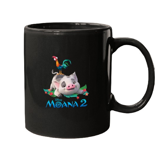 Disney Moana 2 Pua and Heihei with  Movie Logo Mugs