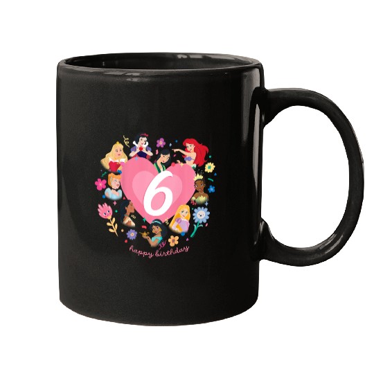 Discover Kids Disney Princess Heart 6 Years Old Happy Sixth Birthday Mugs