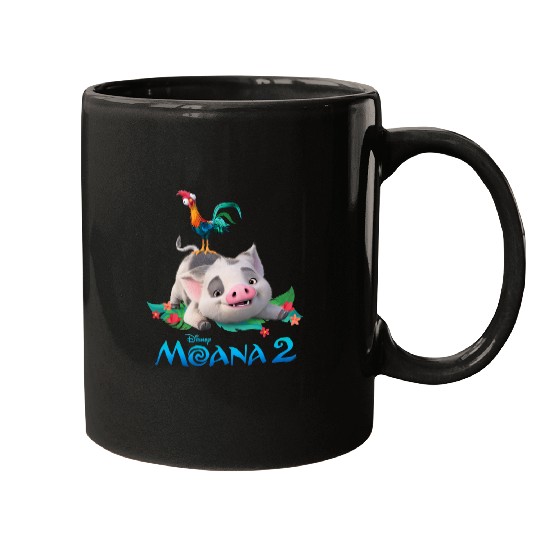Disney Moana 2 Pua and Heihei with  Movie Logo Mugs
