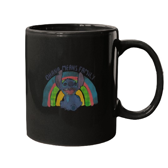Disneyss Lilo Stitch Ohana Means Family Distressed Rainbow Mugs