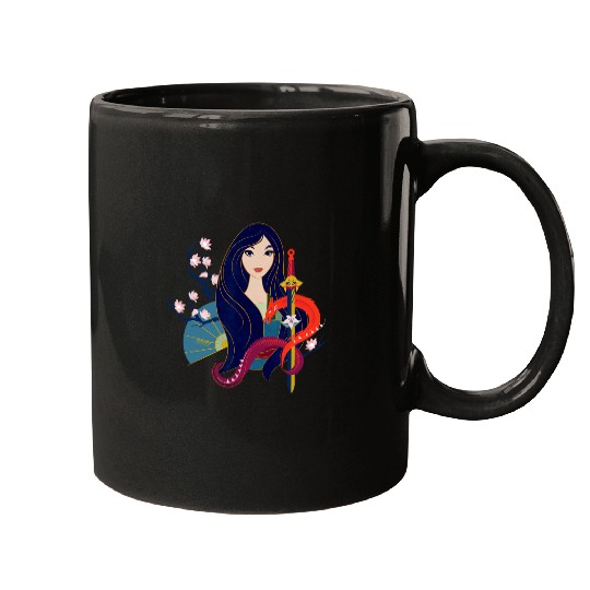 Disney Princess Mulan and Mushu Modern Art Deco Style Mugs