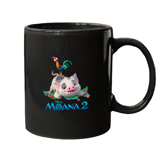 Disney Moana 2 Pua and Heihei with  Movie Logo Mugs