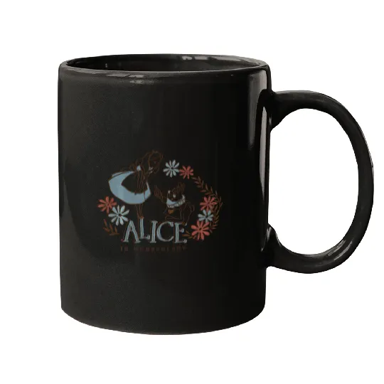 Discover Disney Alice In Wonderland Alice And White Rabbit Floral Mugs