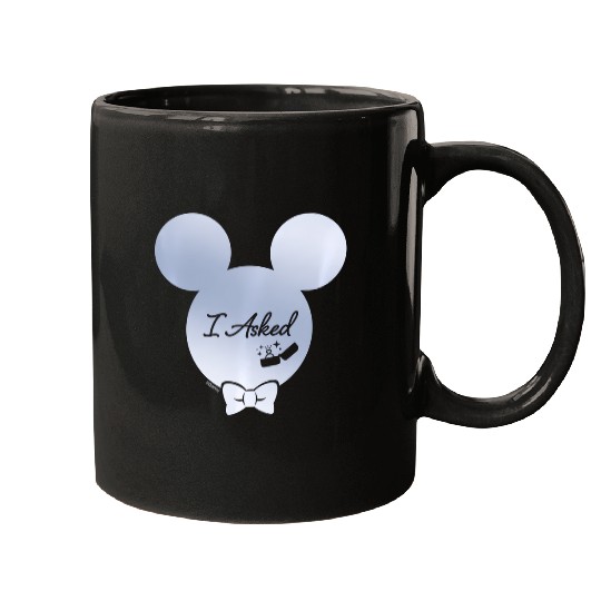 Disney I Asked Proposal Engagement Ring Bow Tie Mickey Mugs