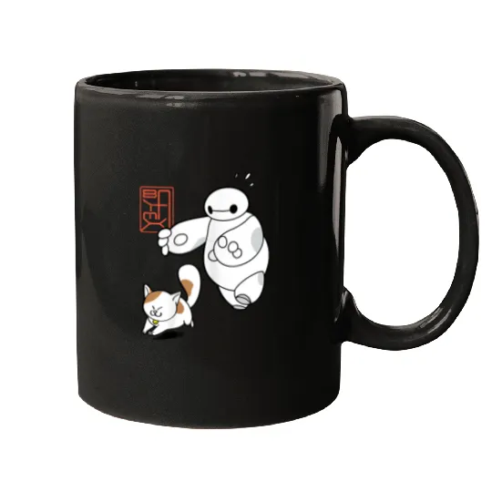 Disneyss Big Hero 6 Baymax Chasing Mochi Cute shots Mugs