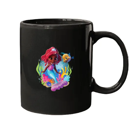 Discover Disney Junior's Ariel Flounder And Ariel Under The Sea Logo Mugs