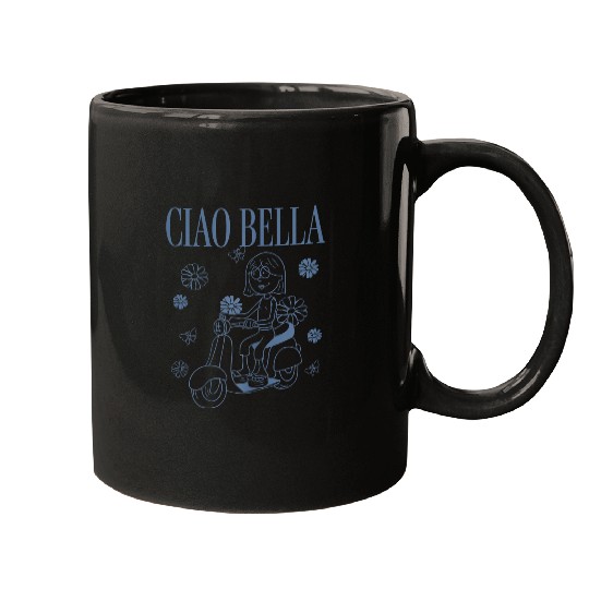 Disneyss Lizzy Mcguire Ciao Bella Lizzie Oustline Retro Logo Mugs