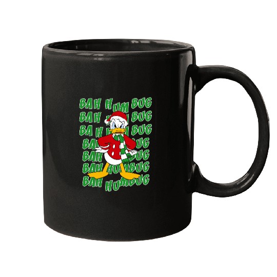 Disneys donald duck bah humbug christmas text stack Mugs