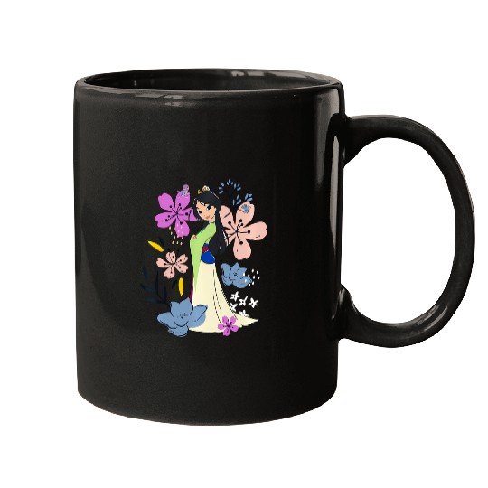 Disney Mulan Sweet Kawaii Floral Watercolor Princess Sketch Mugs