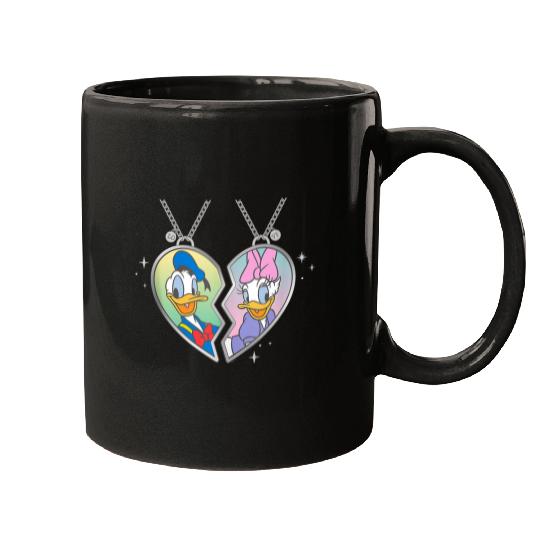 Disneyss Donald And Daisy Duck Love Heart Necklace Matching Mugs