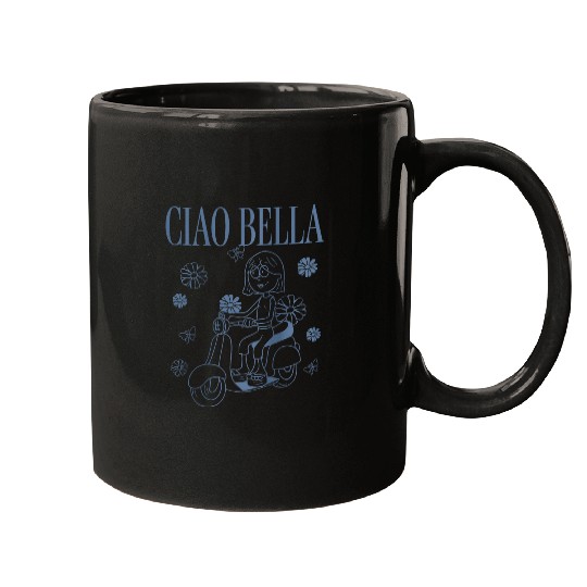 Disneyss Lizzy Mcguire Ciao Bella Lizzie Outline Retro Logo Mugs