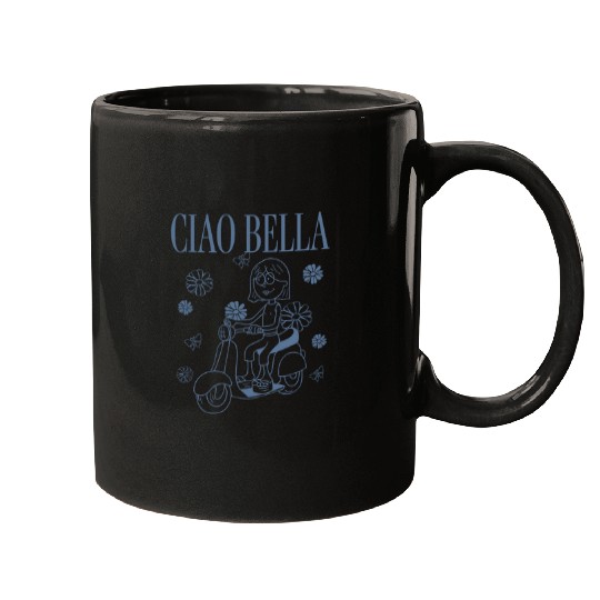 Disneyss Lizzy Mcguire Ciao Bella Lizzie Outline Retro Logo Mugs