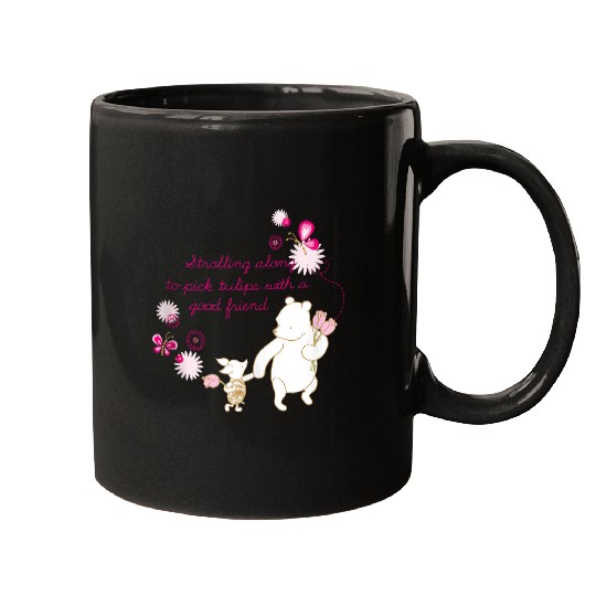 Disneyss Winnie The Pooh Piglet Cute Flowers Big Chest Logo Mugs