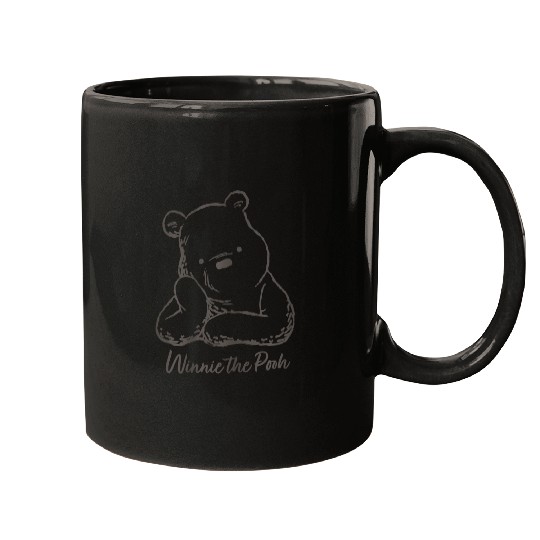 Disneyss Winnie The Pooh Cute Pooh Pose Outline Big Chest Logo Mugs