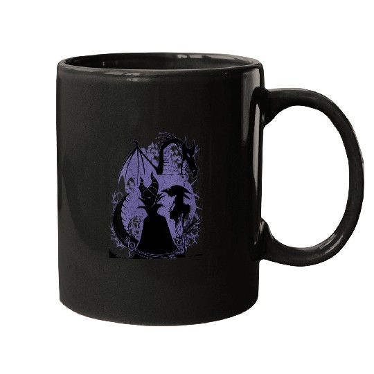 Womens Disney Sleeping Beauty Maleficent Dragon Silhouette V-Neck Mugs