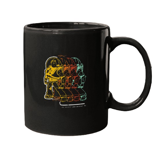 Disneys Pixars buzz lightyear colorful outline over lap Mugs
