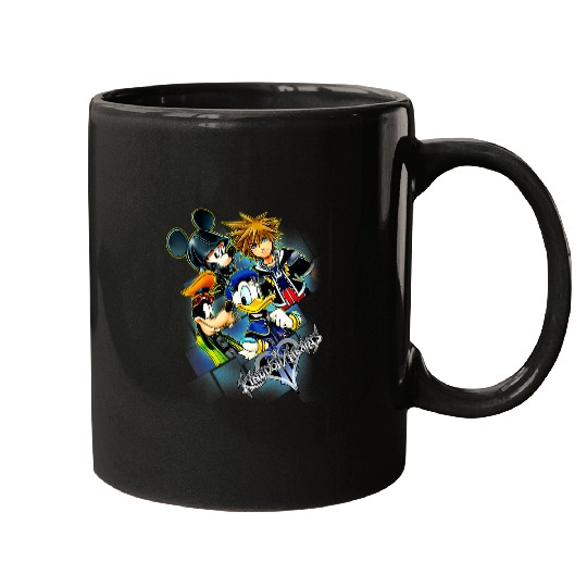 Disney Kingdom Hearts Donald Mickey Goofy Sora Group Grid V-Neck Mugs