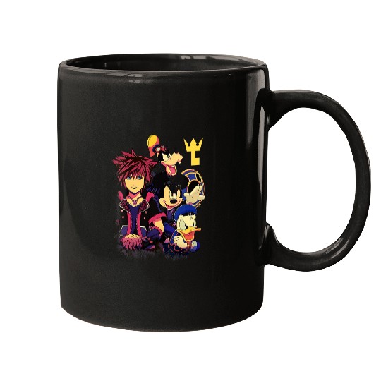 Disney Kingdom Hearts Sora Mickey Goofy Donald Key Vignette V-Neck Mugs