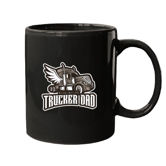 Discover Trucker Dad My Kids Miss Truck Driver Fathers Day wings Mugs