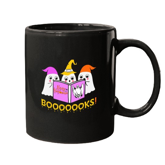 BOOOOKS ghosts Halloween Funny ghostss Book Reading Books 2 Mugs