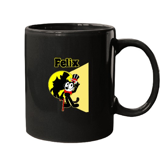 Felix Cartoon onStage in Spotlight Wears Bow Tie Top Hat Mugs