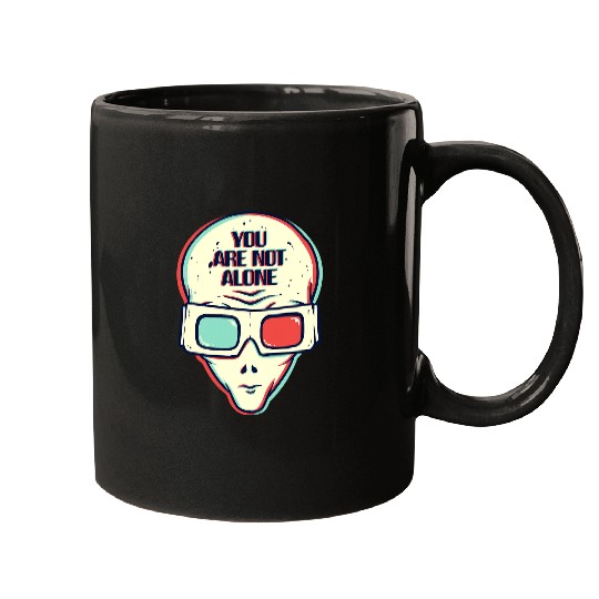 Aliens You Are Not Alone Glitchcore UFO Alien Face with Sunglasses50 Mugs