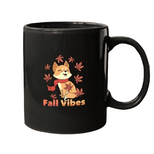 Fox Lover Fall Vibes Wildlife Fox Autumn Season Maple Leaves Mugs