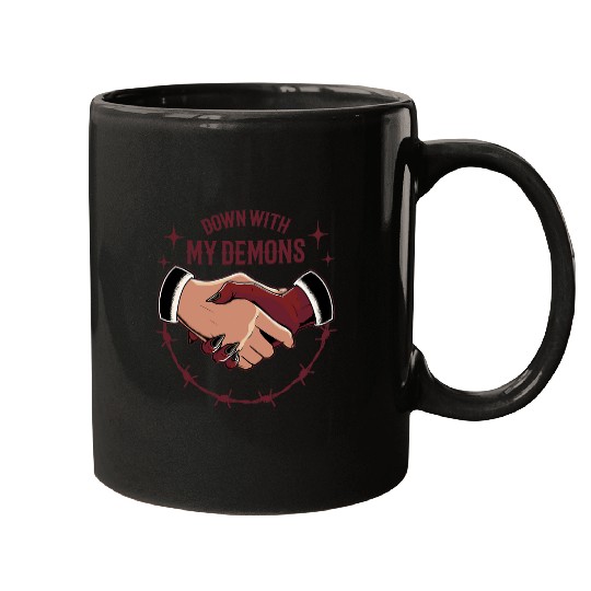 Down with My Demons Devil Satan Occult Satanic Pagan Goth Mugs