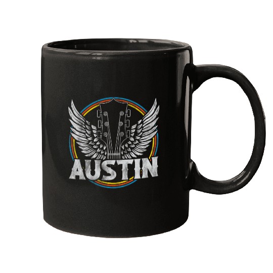 Guitarist Retro Austin Texas Guitar vintages Country Music Concert Guitar Mugs