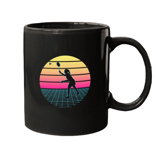 Badminton Retrowave Synthwave Design For A Badminton Player Mugs