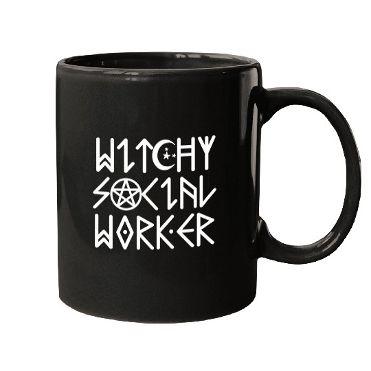 Womens Halloween Social Worker Witch Witchy Woman Funny Gothic Mugs