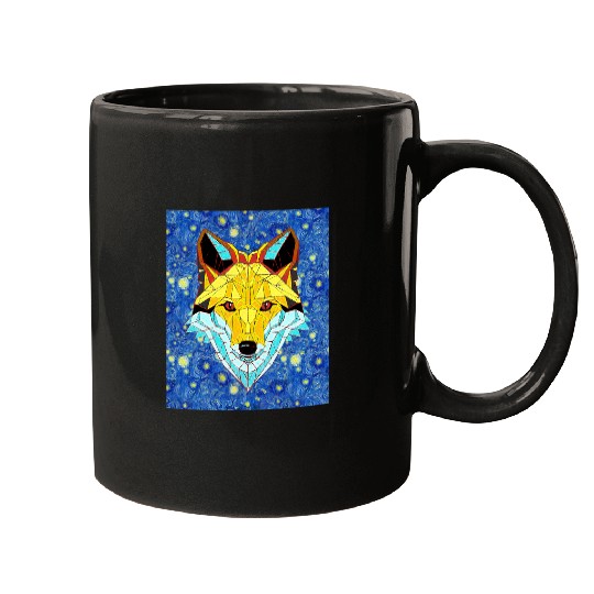 Fox Lover Starry Night Animal Face Mandala Fox Mugs