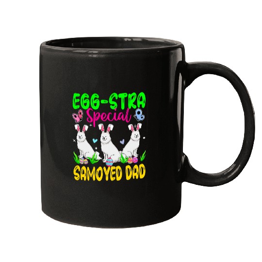 Dog Samoyed EggStra Special Samoyed Dad Three Easter Bunny Dogs Eggs Mugs
