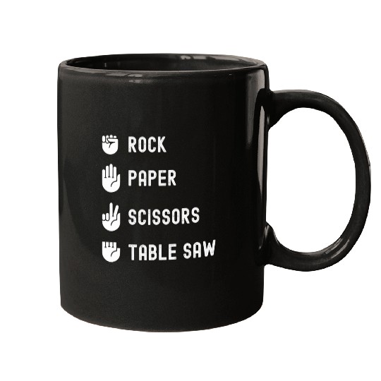 Rock Paper Scissors Table Saw Woodworking Mugs