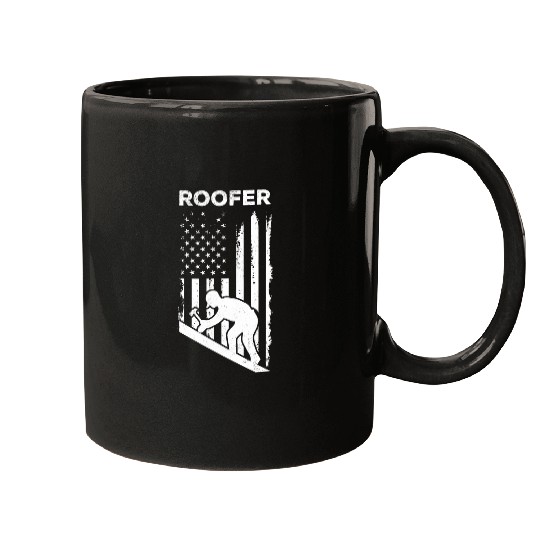 Roofer America Flag Roofing Roof Worker Roofer Mugs
