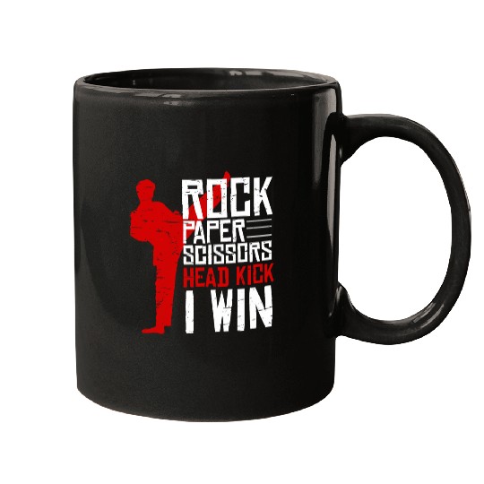 Rock Paper Scissors Head Kick I Win Martial Arts Taekwondo 5 Mugs