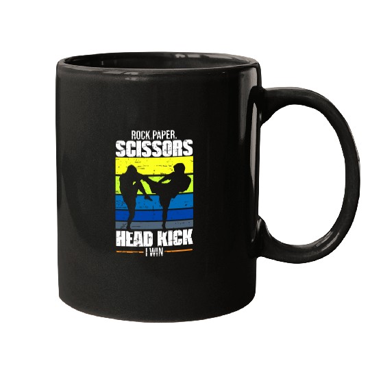 Rock Paper Scissors Head Kick I Win Martial Arts Taekwondo 4 Mugs