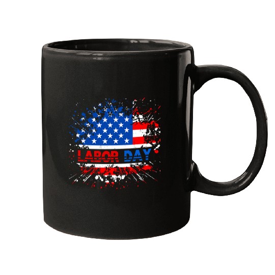 American USA Flag Funny Men Women Labor Day Working Workers Mugs