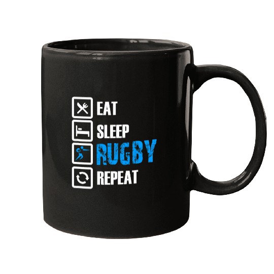 Funny Rugby Eat Sleep Rugby Repeat Mugs