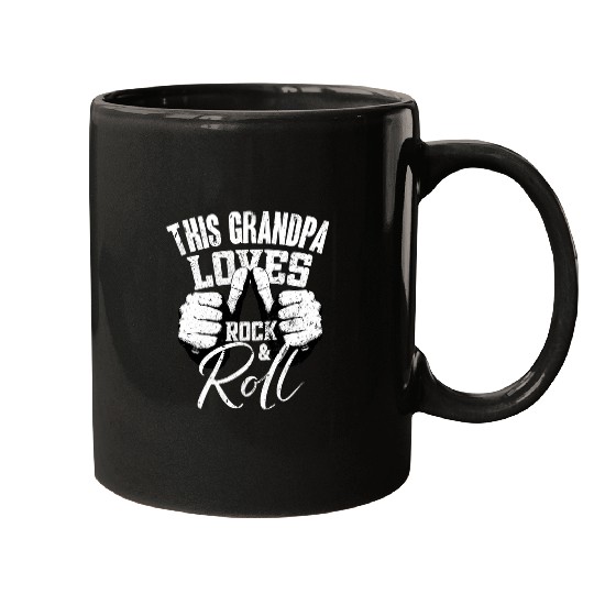 Guitarist Mens This Grandpa Loves Rock Roll Electronic Rock Guitar Mugs